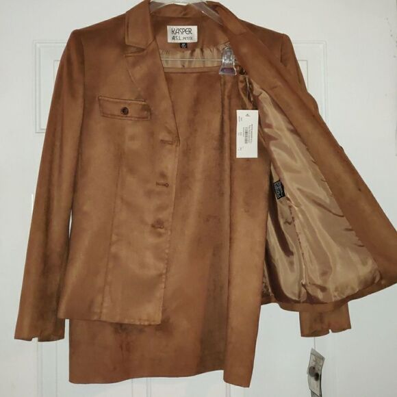 Kasper A.S.L. Petite Polyester‎ Caramel Brown Suit - Picture 6 of 7